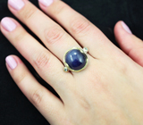 Серебряное кольцо с крупным синим сапфиром 19,78 карата и голубыми топазами Серебро 925