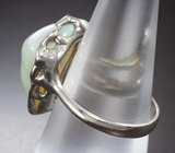 Серебряное кольцо с кристаллическим эфиопским опалом 6,37 карата и сапфирами