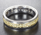 Стильное серебряное кольцо с желтыми сапфирами бриллиантовой огранки Серебро 925
