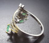 Оригинальное серебряное кольцо с изумрудами и черными шпинелями Серебро 925
