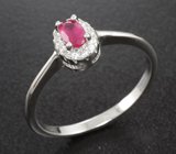 Симпатичное серебряное кольцо с рубином Серебро 925