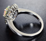 Изящное серебряное кольцо с ограненным эфиопским опалом и лейкосапфирами Серебро 925