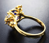 Золотое кольцо с насыщенным бархатисто-фиолетовым танзанитом 4,96 карата и бриллиантами Золото