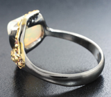 Серебряное кольцо с кристаллическим эфиопским опалом 2,24 карата и сапфирами