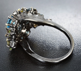 Серебряное кольцо с голубыми топазами и разноцветными турмалинами Серебро 925