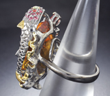 Серебряное кольцо с цитрином 28,34 карата, сапфирами и цаворитами Серебро 925