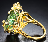Золотое кольцо с крупным полихромным турмалином 14,37 карата и бриллиантами Золото