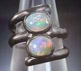 Серебряное кольцо с кристаллическими эфиопскими опалами