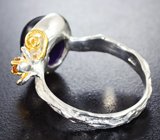 Серебряное кольцо со сливовым аметистом и цитрином