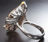 Серебряное кольцо с резным аметрином 41,99 карата и цаворитами 