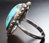 Серебряное кольцо с бирюзой 16,28 карата и синими сапфирами Серебро 925