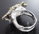 Серебряное кольцо с морганитом, розовыми сапфирами, родолитом и цаворитами Серебро 925