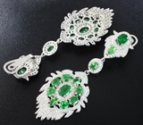Роскошные серебряные серьги с цаворитами Серебро 925