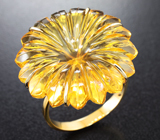 Золотое кольцо с резным медовым цитрином 21,12 карата Золото