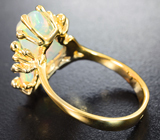 Золотое кольцо с топовым кристаллическим эфиопским опалом 4,74 карата и бриллиантами Золото
