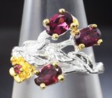 Серебряное кольцо с родолитами