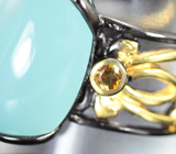Серебряное кольцо с халцедоном, цитринами и родолитами Серебро 925