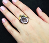 Серебряное кольцо с аметистом 13+ карат, родолитом и турмалином