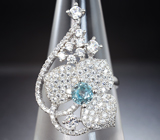 Изысканное серебряное кольцо с голубым цирконом Серебро 925