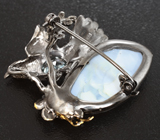 Серебряная брошь с голубым опалом, топазом, аметистом и синим сапфиром Серебро 925