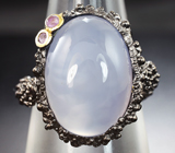 Серебряное кольцо с халцедоном и аметистами