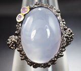 Серебряное кольцо с халцедоном и аметистами