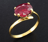 Золотое кольцо с рубином 3,46 карата Золото