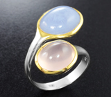 Серебряное кольцо с халцедоном и розовым кварцем Серебро 925