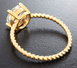 Золотое кольцо с бесцветным муассанитом топовой огранки 1,51 карата Золото