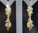 Серебряные серьги с желтыми сапфирами