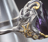 Серебряное кольцо с аметистом 25,16 карата и лейкосапфирами