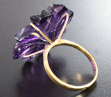 Золотое кольцо с резным аметистом 27,43 карата Золото