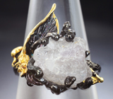 Серебряное кольцо с кристаллом кварца и родолитом Серебро 925