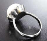 Серебряное кольцо с жемчужиной 9,61 карата и синими сапфирами Серебро 925