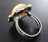 Серебряное кольцо с кристаллическим эфиопским опалом 2,7 карата и розовым сапфиром Серебро 925