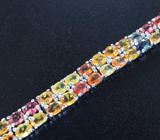 Превосходный серебряный браслет с разноцветными сапфирами Серебро 925
