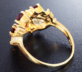 Превосходное серебряное кольцо с аквамарином и родолитами Серебро 925