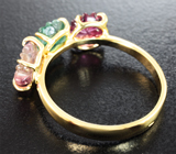Золотое кольцо с резными турмалинами 2,24 карата Золото