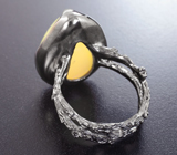 Серебряное кольцо с пастельно-желтым опалом Серебро 925
