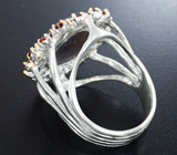 Серебряное кольцо с солнечным камнем и альмандинами гранатами Серебро 925