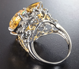 Серебряное кольцо с цитринами и изумрудами Серебро 925
