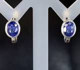 Чудесные серебряные серьги с насыщенно-синими сапфирами Серебро 925