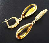 Золотые серьги с медовыми гелиодорами 9,22 карата и бриллиантами Золото