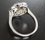 Серебряное кольцо с эфиопским опалом и разноцветными сапфирами бриллиантовой огранки Серебро 925