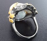 Серебряное кольцо с жемчужиной барокко 32,41 карата и синими сапфирами
