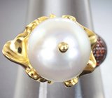 Серебряное кольцо с жемчужиной барокко 18,87 карата, сапфирами и цаворитами