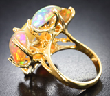 Золотое кольцо с превосходными кристаллическими эфиопскими опалами 14,46 карата