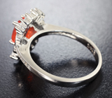 Чудесное серебряное кольцо с ограненным оранжевым опалом  Серебро 925