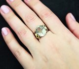 Серебряное кольцо с зеленым аметистом 10+ карат, турмалинами и топазами