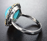 Серебряное кольцо с бирюзой с включением пирита 7,1 карата и синими сапфирами Серебро 925